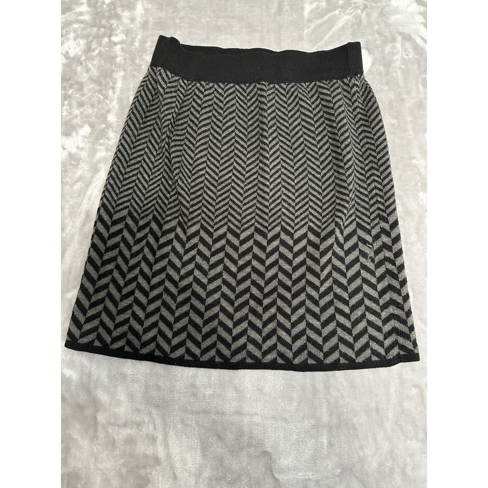 Kenar Skirt Women's Size Small Vintage Black &‎ White Herringbone Pattern EUC